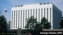 The Russian flag flies on the grounds of Moscow's embassy in Washington, D.C.. (file photo)